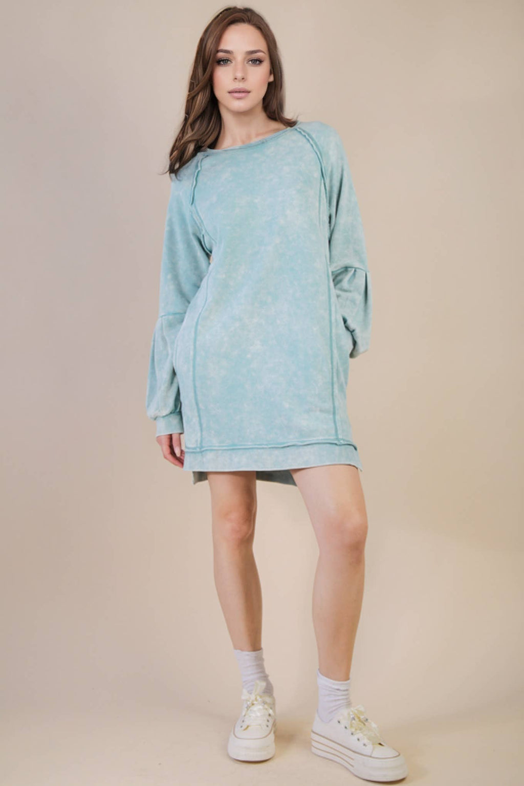 The Lindie Mineral Washed Casual Mini Dress (S-L)(2 Colors)