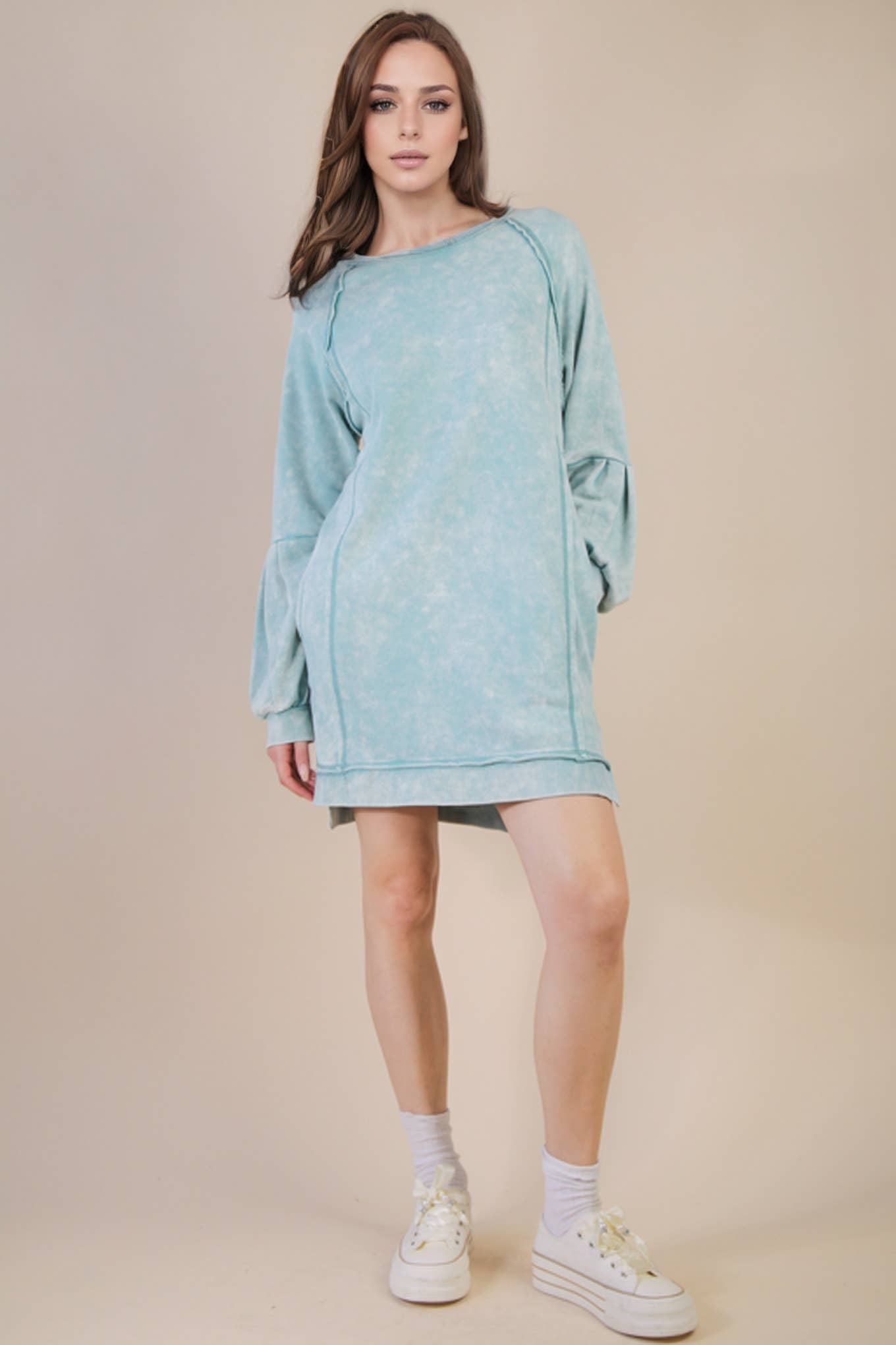 The Lindie Mineral Washed Casual Mini Dress (S-L)(2 Colors)