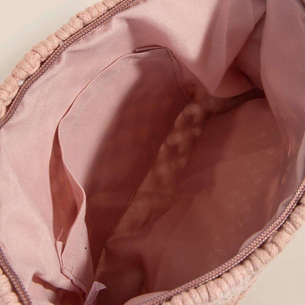 Crochet Pink Clutch Tassel Bag