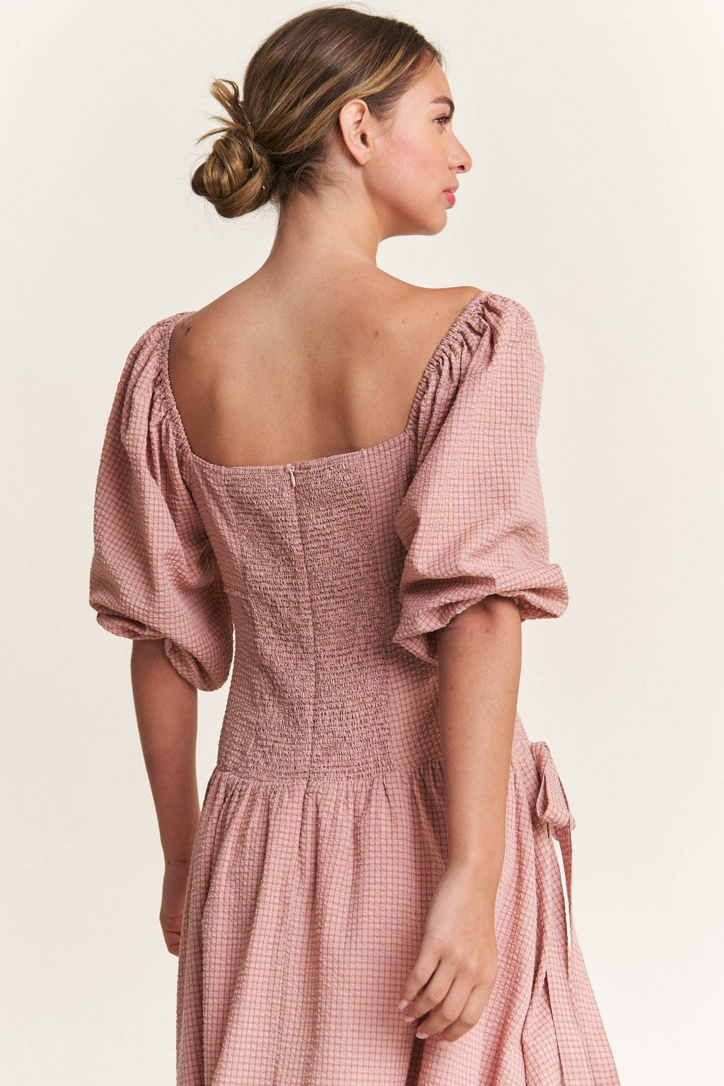 SALE! In the Beginning - Dust Pink Bow Detail Smocked Midi Dress (S-L)