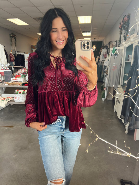 Velvet Holidays Top (2 Colors)(S-L)