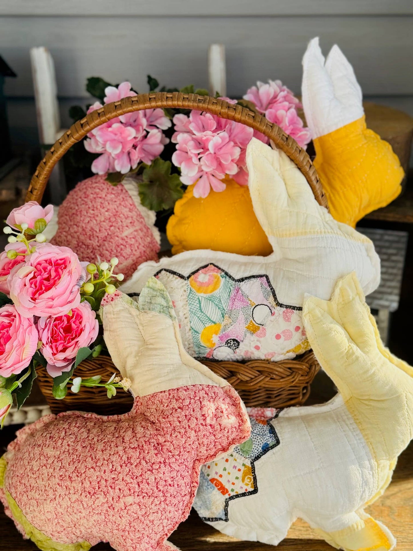 SALE!!! Vintage Fabric Easter Bunny made from upcycled quilts