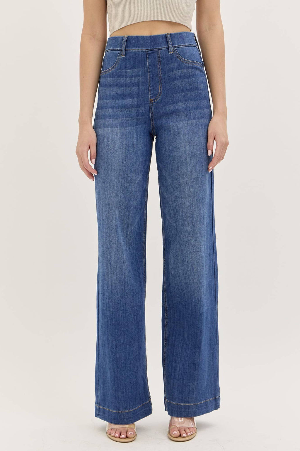Cello Jeans - Comfort Medium High Rise Pull-On Wide Leg Denim (S-XL)