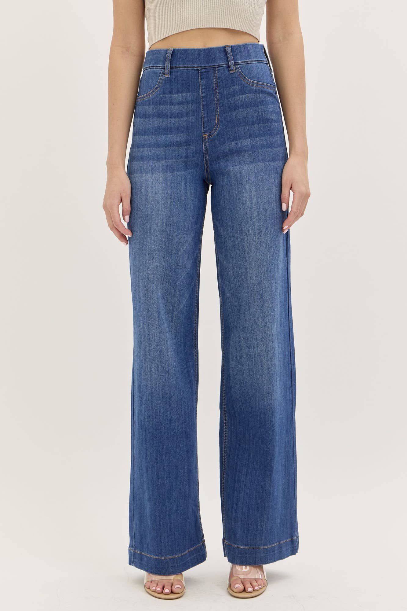 Cello Jeans - Comfort Medium High Rise Pull-On Wide Leg Denim (S-XL)