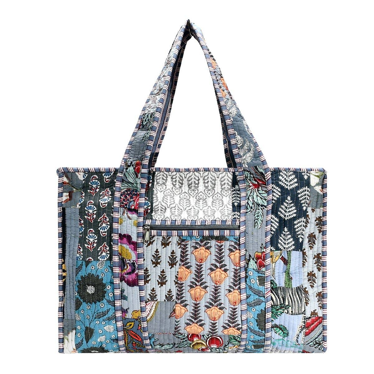 The Cynthia Cotton Fabric Patch Block Print Tote Bag