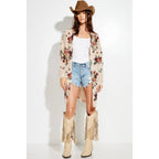 Floral print Knit casual style Cardigan (S-L)