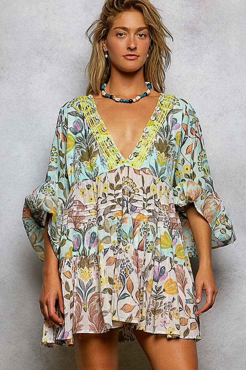 V-neck Woven Dress (S-L)(RUNS BIG)