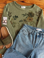 Flower print long sleeve top (S-L)