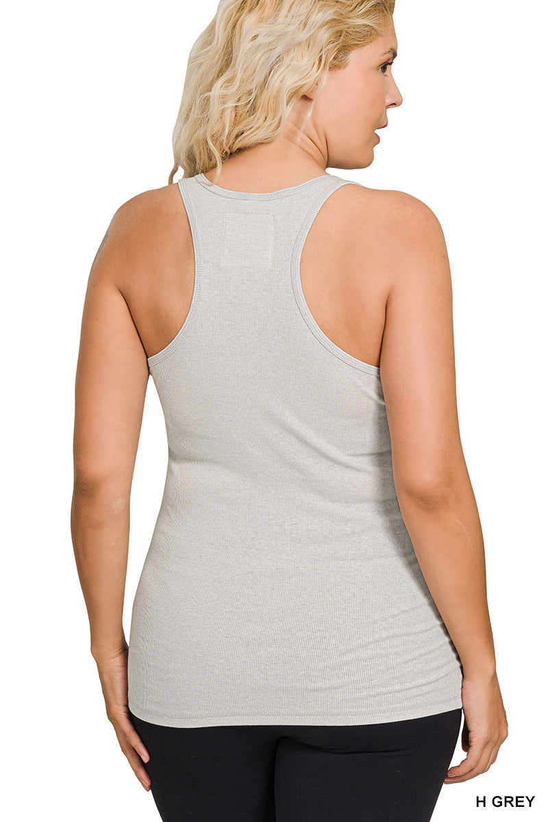 PLUS SIZE RACER BACK COTTON RIB TANK (1X-3X)