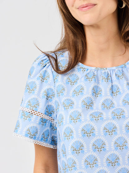 Tabby Top | Sunshower Flora Blue (S-L)