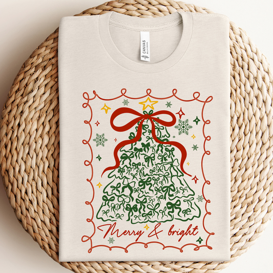 SALE! Merry & Bright Bow Tree Graphic Sweatshirt (S-3X)