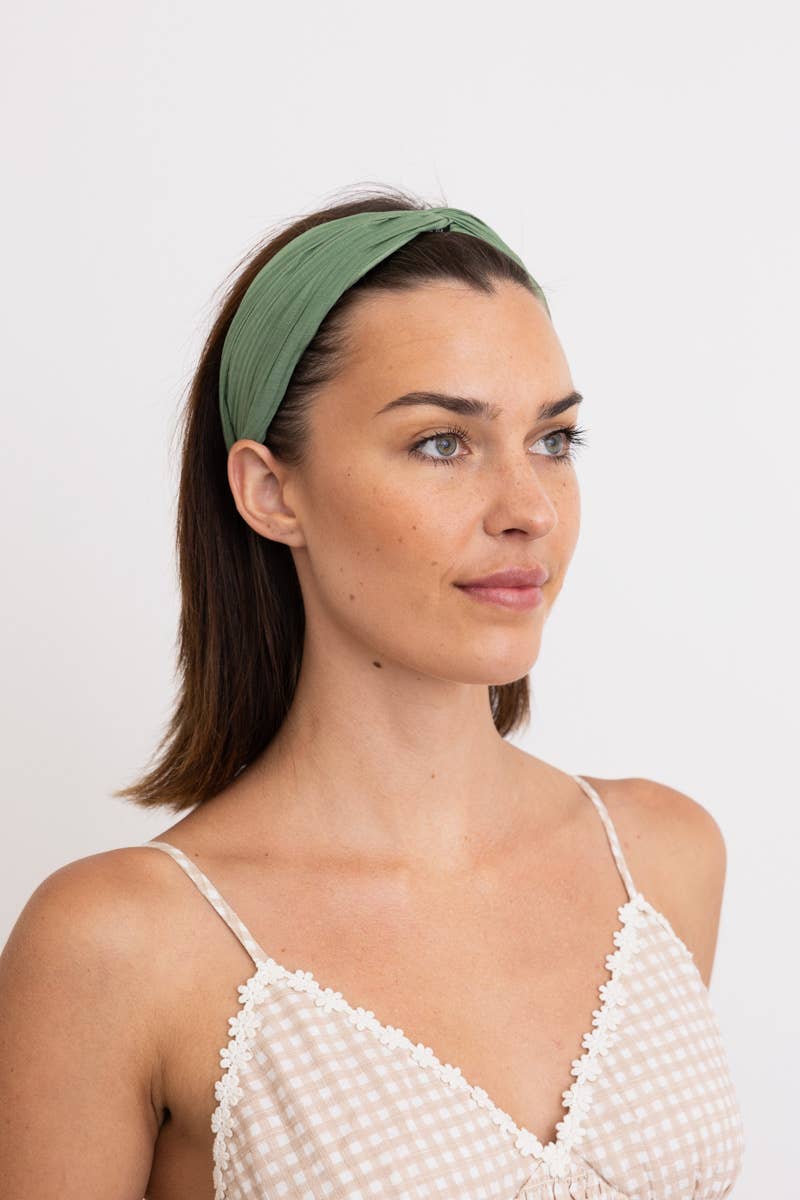 Olive Green Pleated Headband