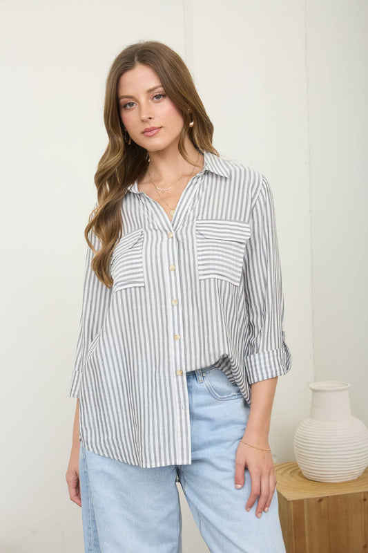 (PLUS)☀️Summer Breeze Button Down Top (1X-3X)