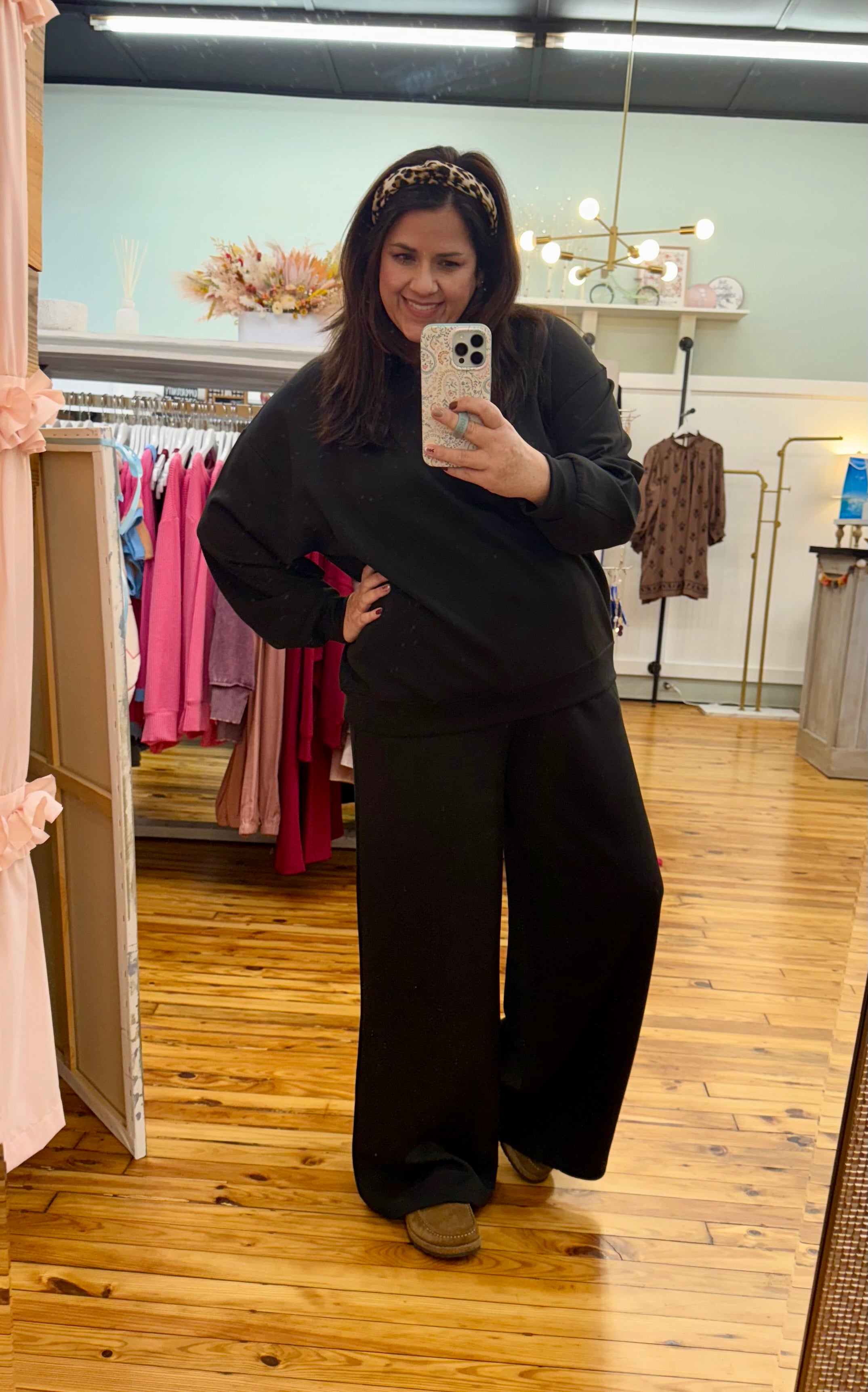 The Tracy Set (Plus)SCUBA CREWNECK PULLOVER & PANTS SET (1X-3X)(3 Colors)