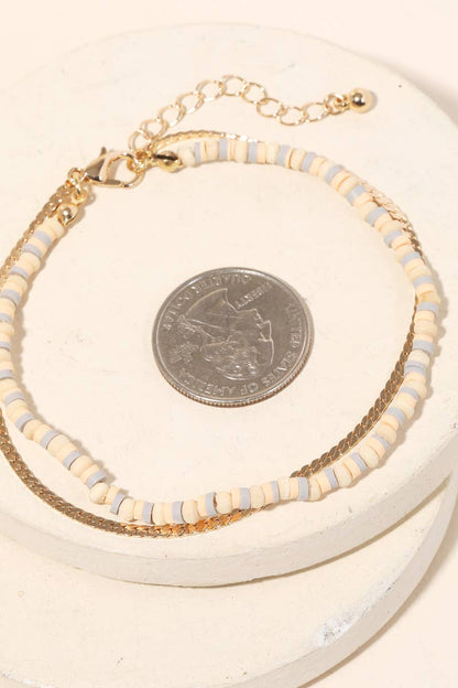Layered Bead Snake Chain Anklet (3 Color Options)