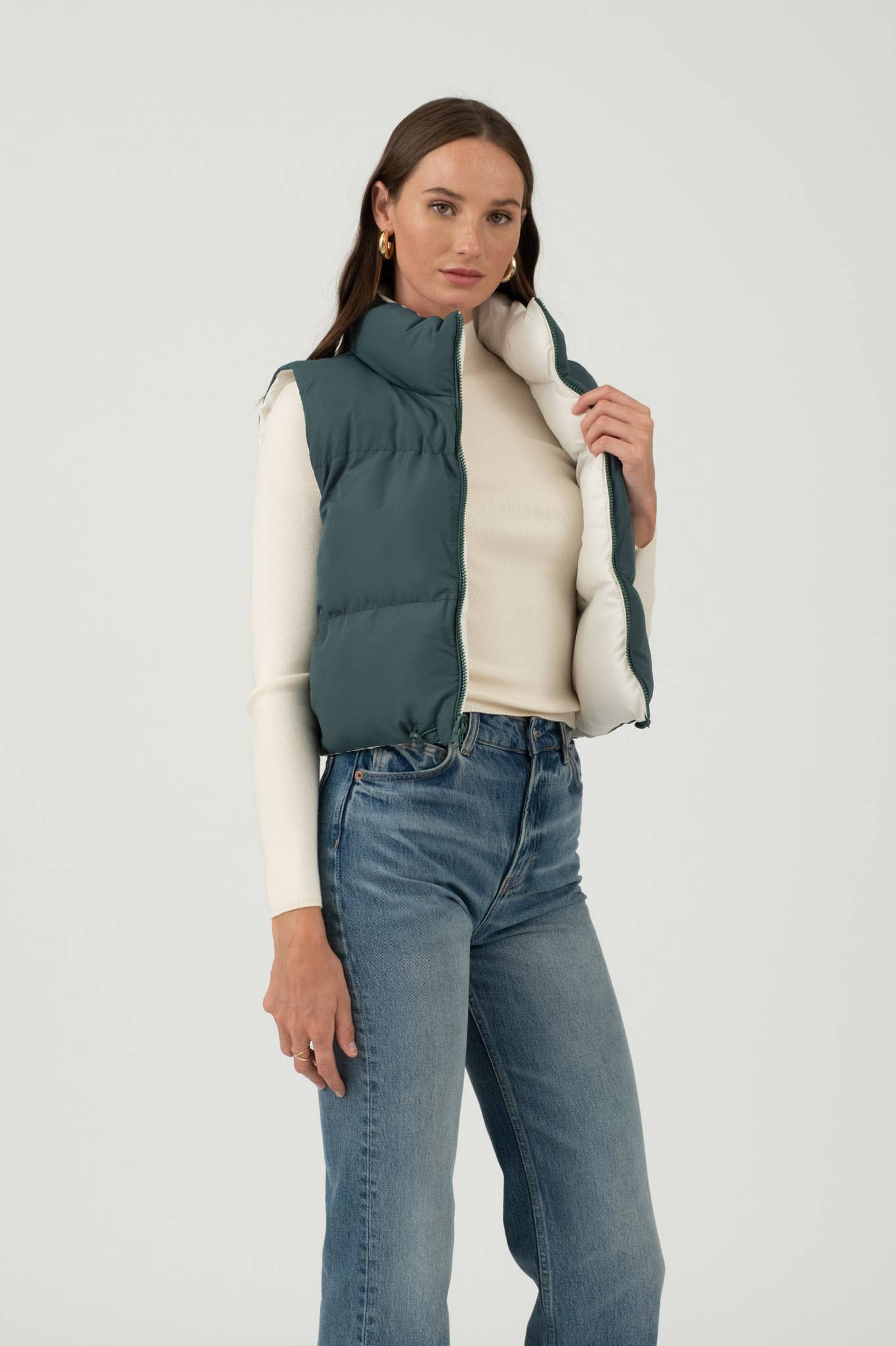 SALE! REVERSIBLE ZIP UP PUFFER VEST (S-L)