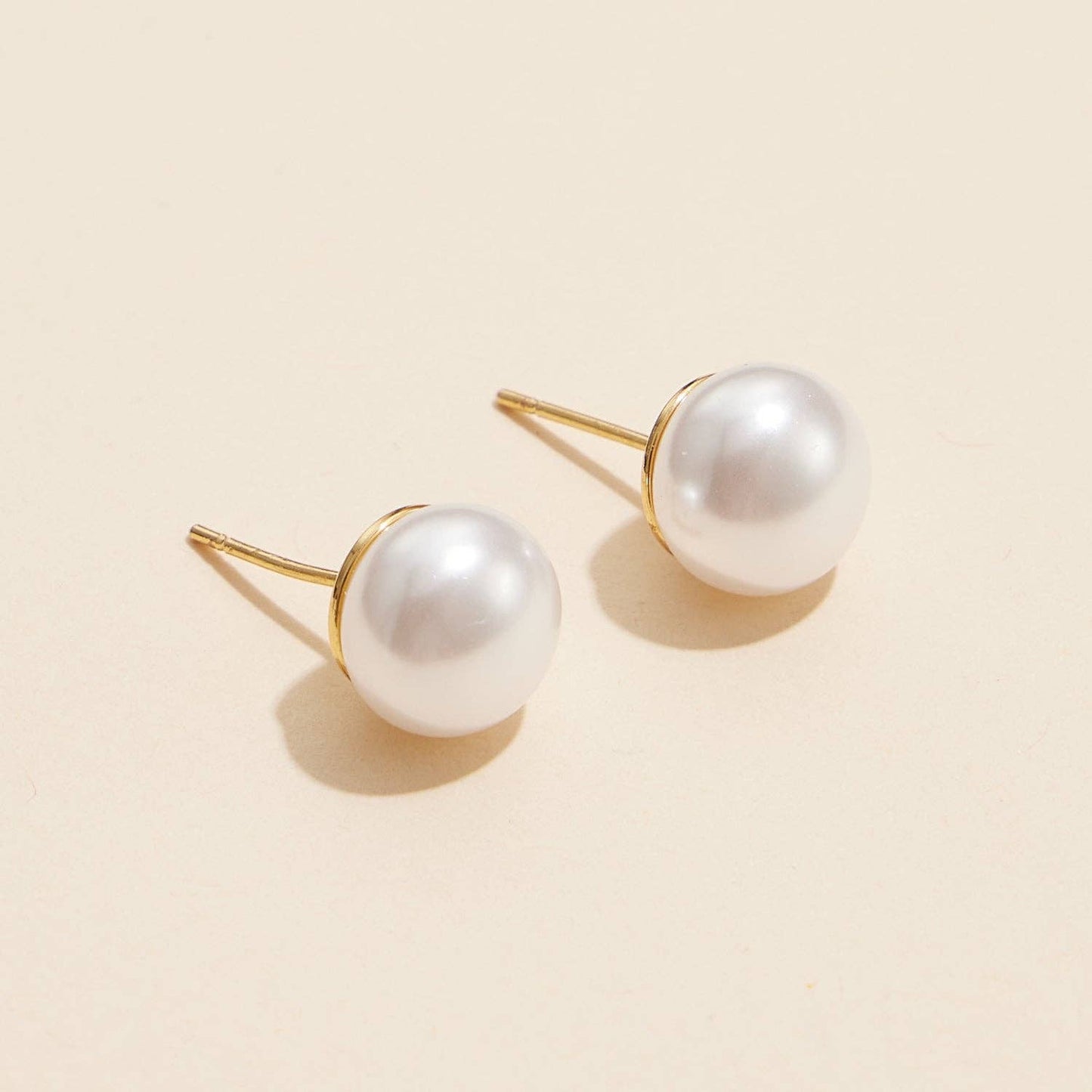 Extra Large Pearl Stud Earrings: Gold