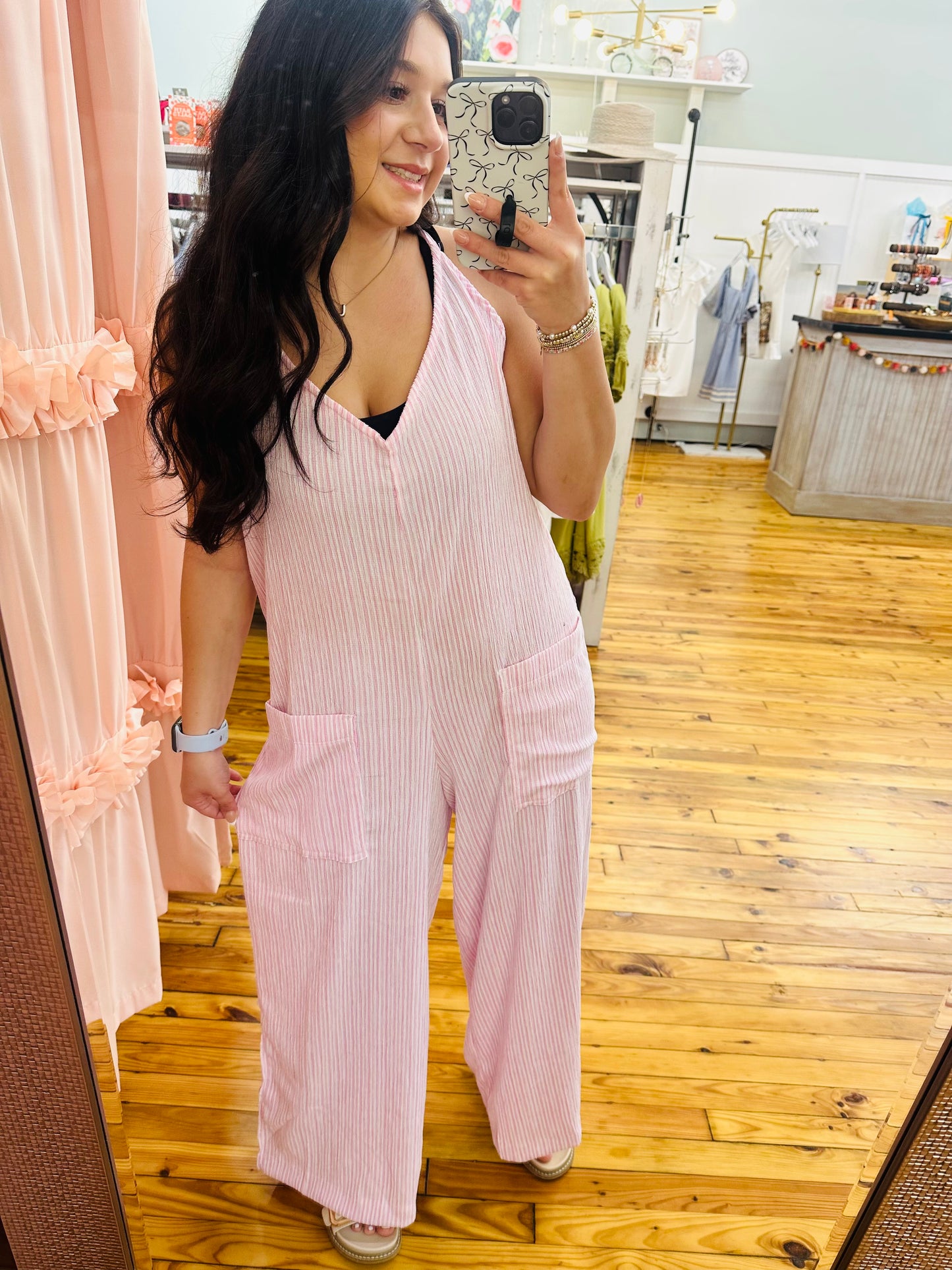Striped V-Neck Sleeveless Jumpsuit
