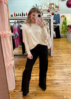 Black Hyperstretch High Rise Wide Leg Pants (S-XL)