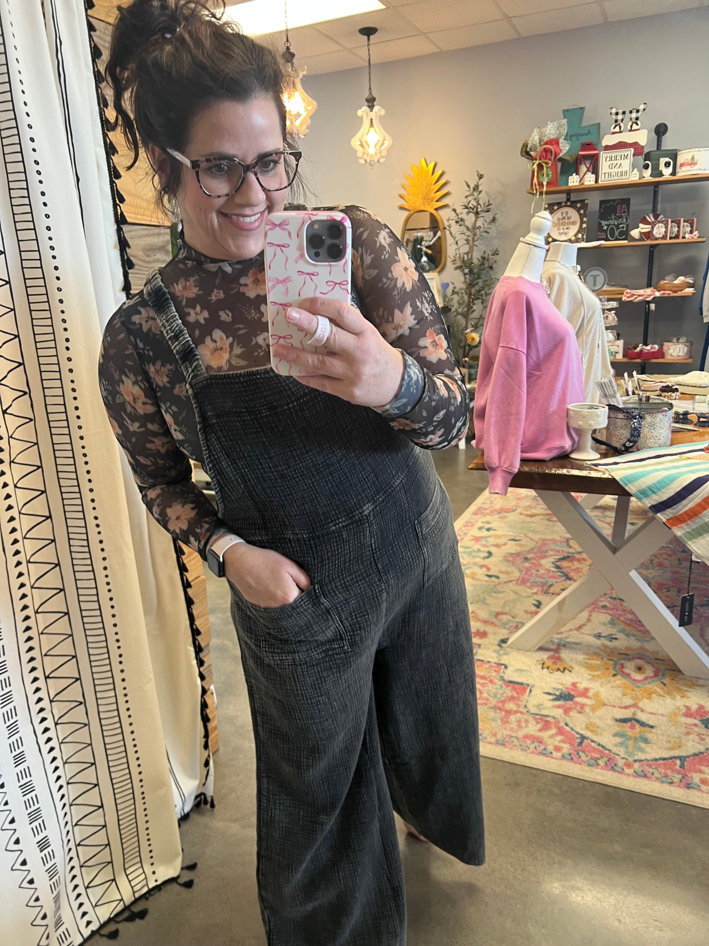 The Jessie Wide Leg Gauze Overalls (S-L)