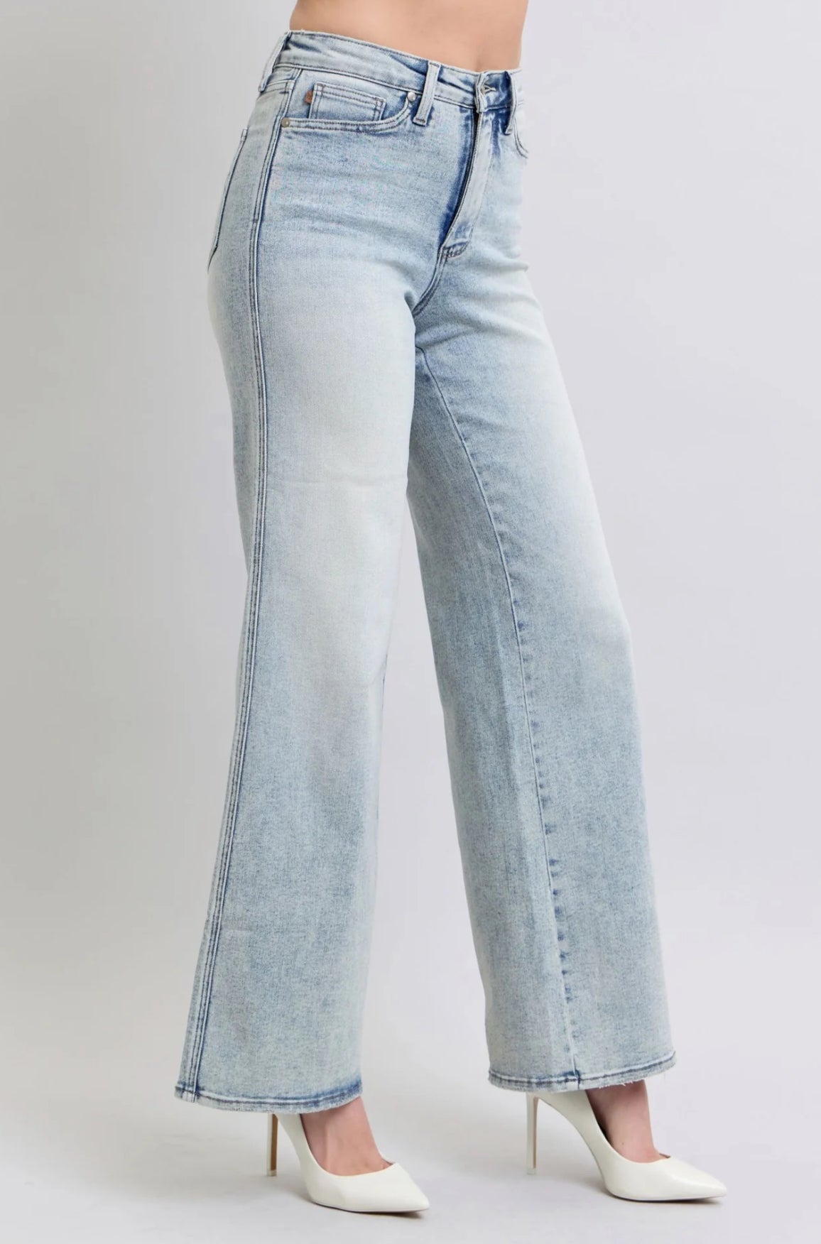 Judy Blue Retro Wide-High Waist Tummy Control Jeans (Sizes 0-15)