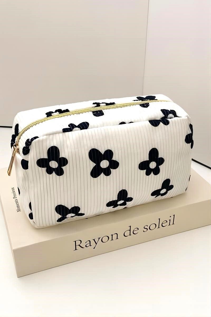 Black Flower Travel Cosmetic Bag