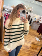 STRIPED MOCK NECK SWEATER (S-L)