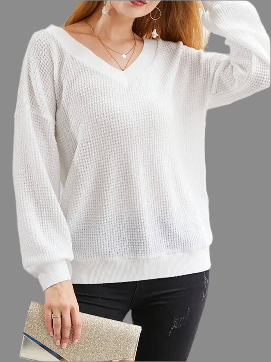 The Ella Waffle Weave Vneck (S-XL)