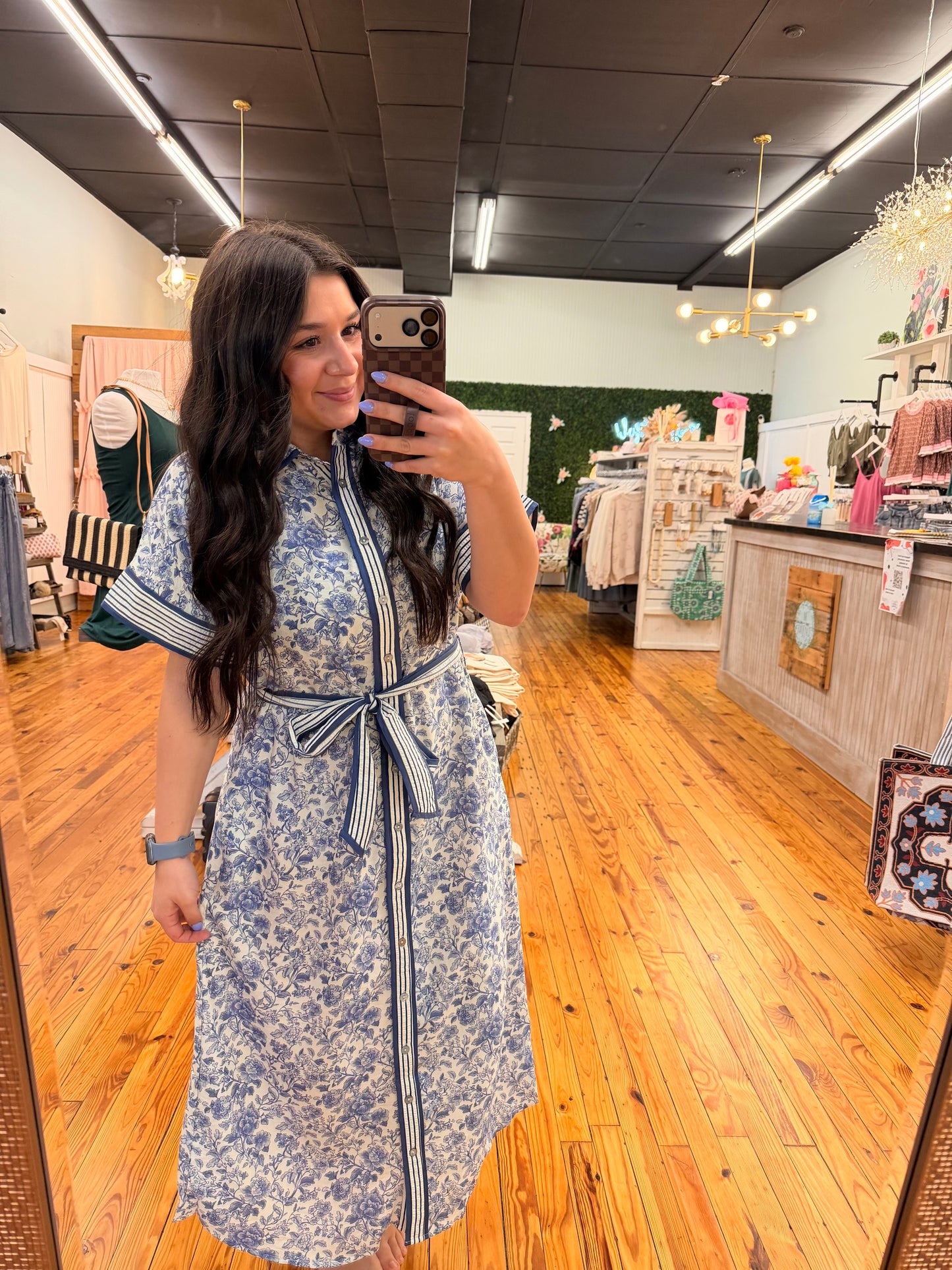 The Janie Midi Dress in Blue (S-L)