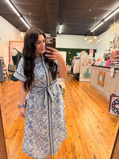 The Janie Midi Dress in Blue (S-L)