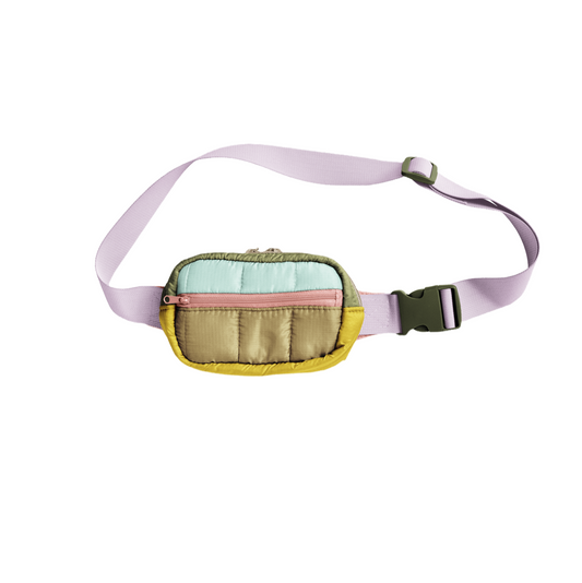 Toot Hip Bags (Belt bag, Fanny Pack) Small Puffy Olive Lilac Block