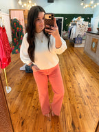 Acid Washed Straight Wide Pants w/ Frayed Hem (S-XL)