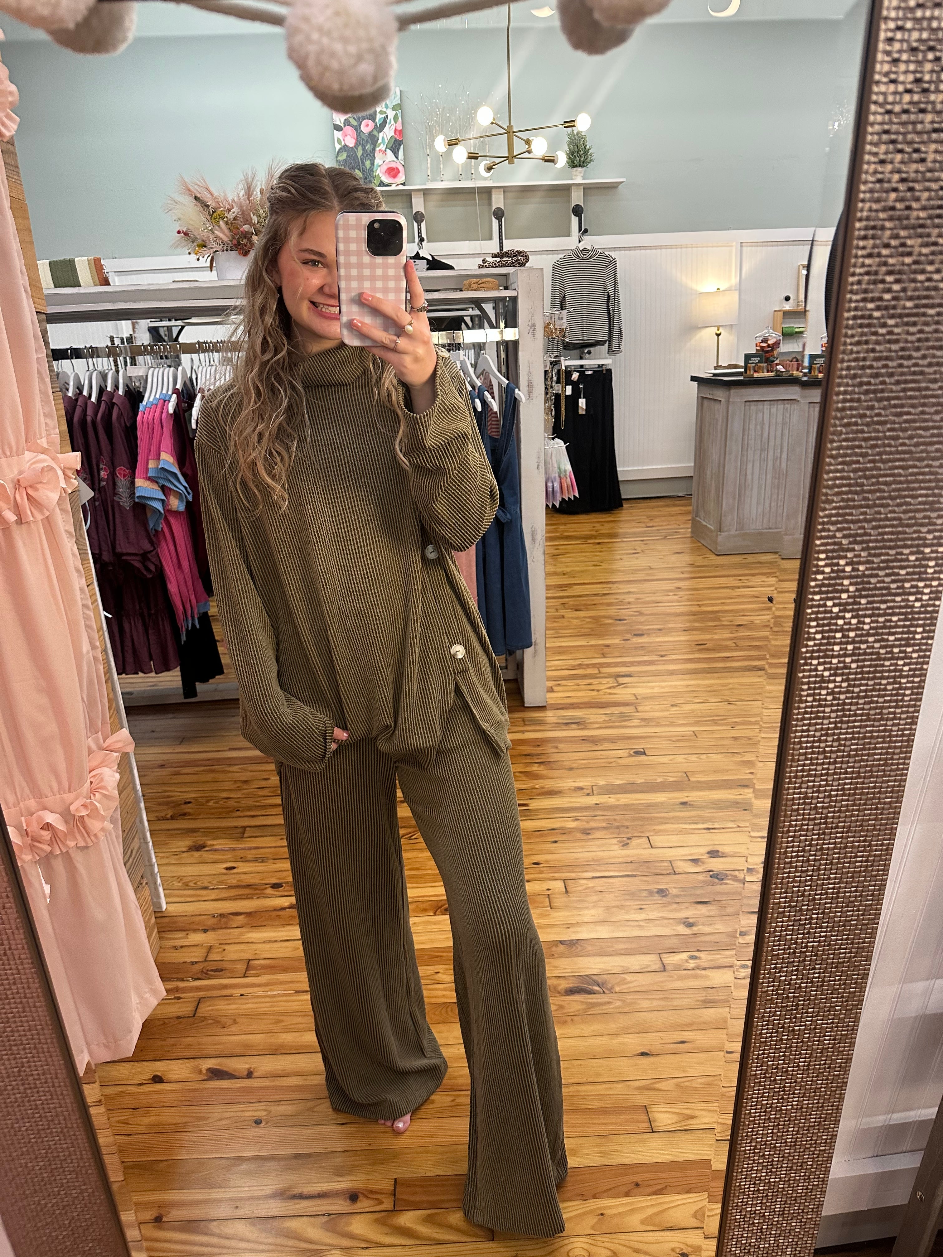 2-Piece Cowl Neck Ribbed Set