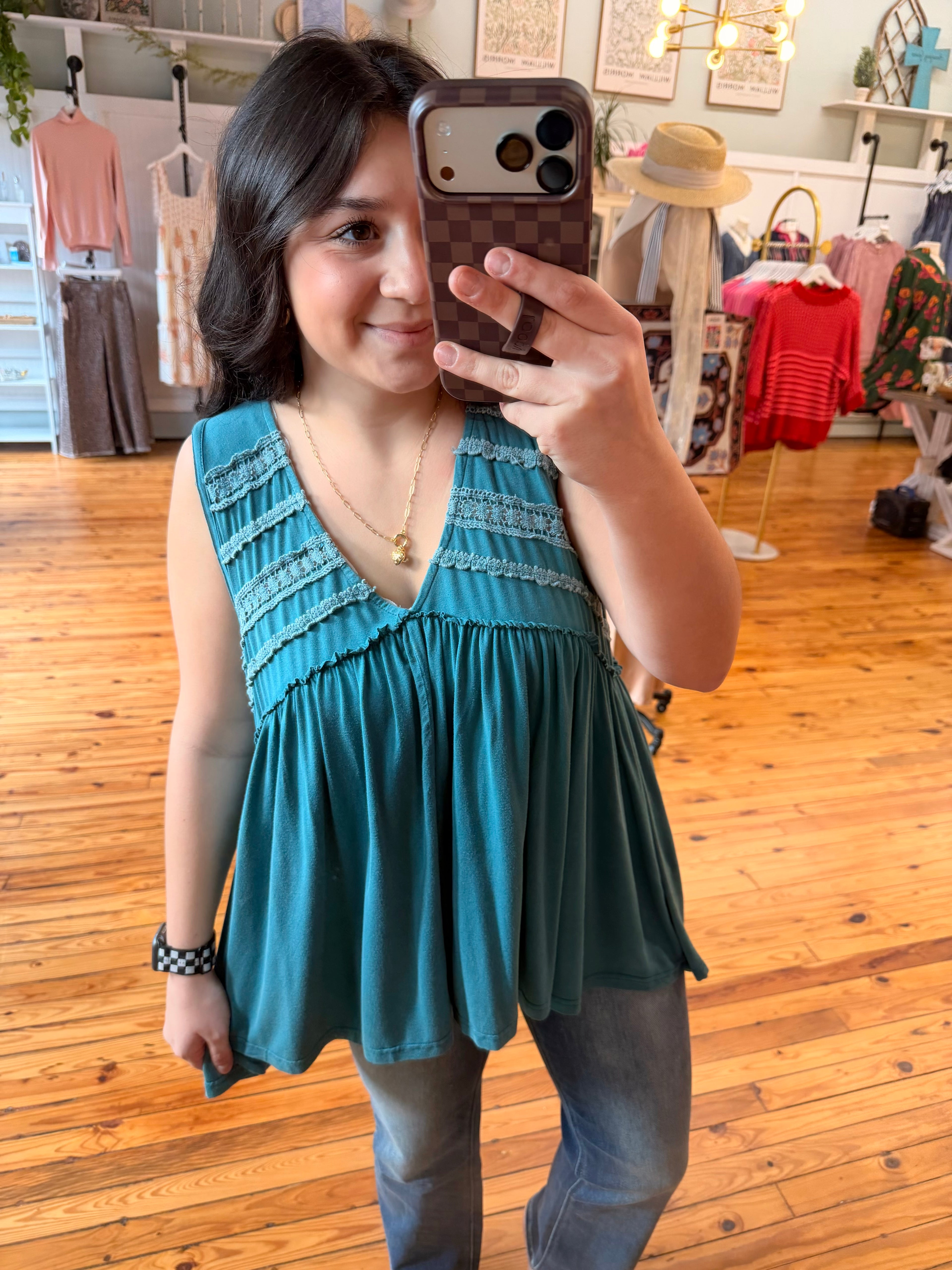 Sleeveless Loose Fit V-Neck Babydoll Casual Knit Top (S-L)