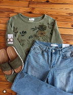 Flower print long sleeve top (S-L)