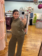 2-Piece Cowl Neck Ribbed Set