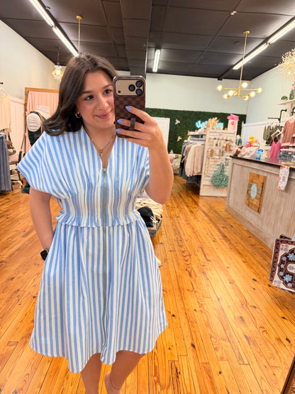 The Ava Lee Dress (Pink or Blue Stripes) S-L
