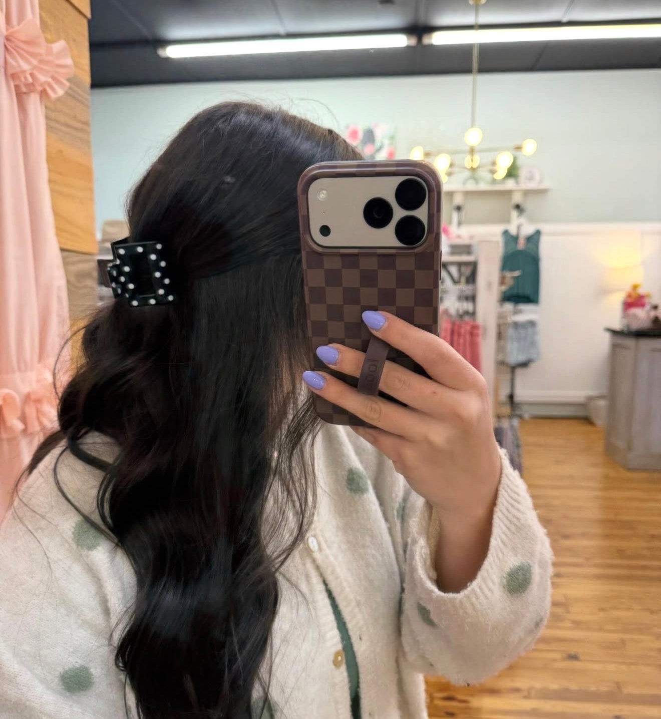 Classic Polka Dot Square Claw Clip