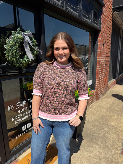 Emmie Leopard Print Knit Top (S-L)
