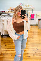 Chic Hollow Out Knit Cardigan with Drop Shoulders (S-XL)