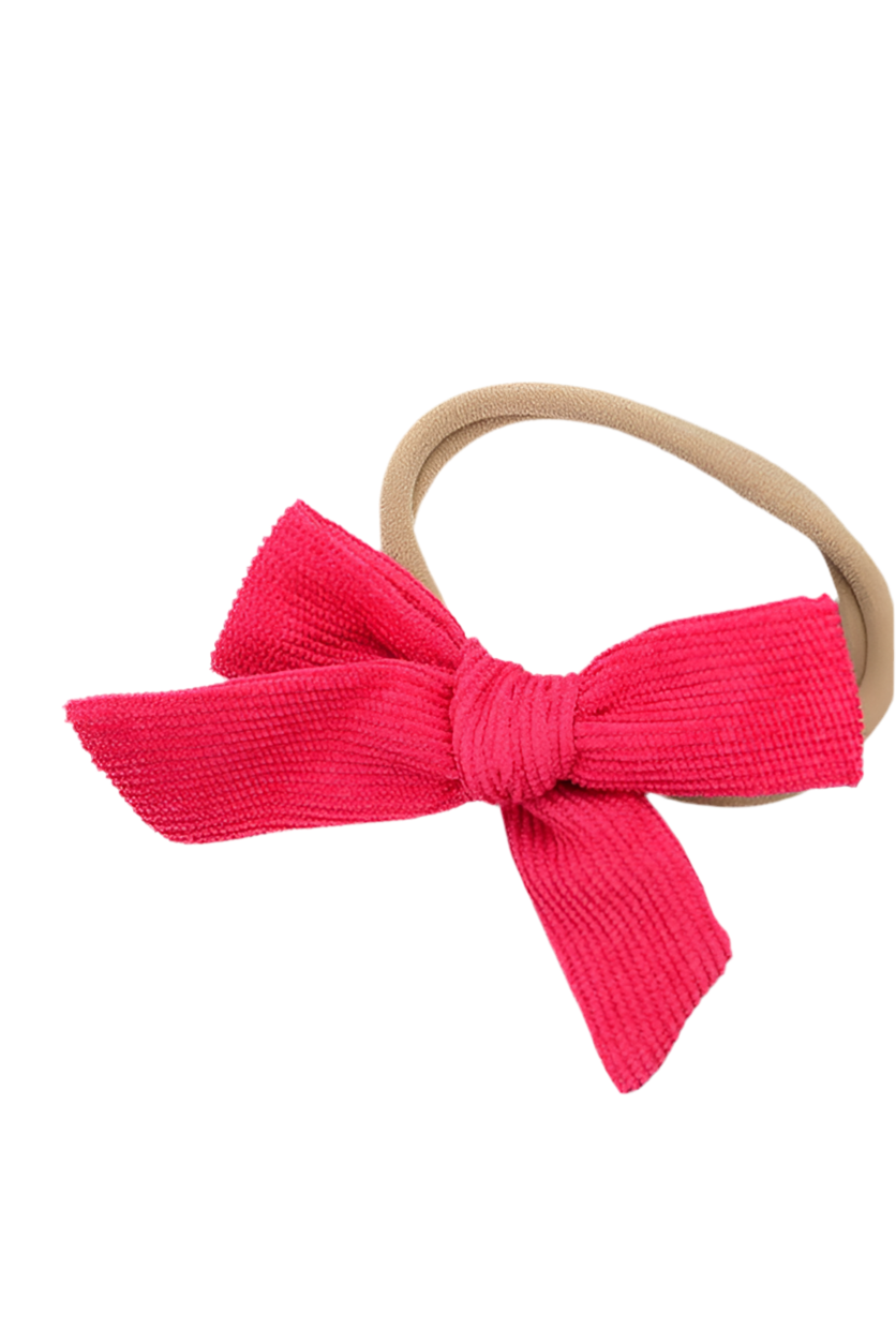 CORDUROY BOW HAIR TIES | (FUCHSIA or GREEN)