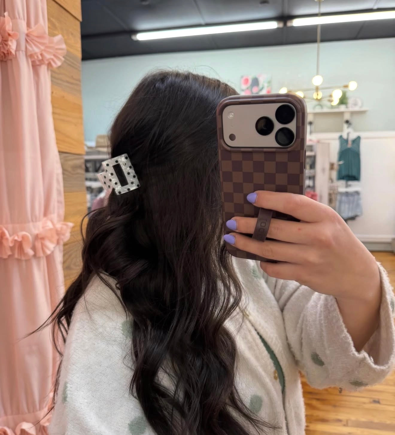Classic Polka Dot Square Claw Clip