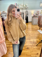 HEART PATTERN DROP SHOULDER KNIT PULLOVER SWEATER (S-L)