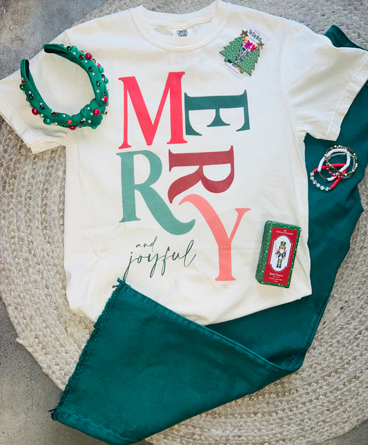 Merry + Joyful Christmas Graphic Tee (Small-3X)