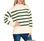 STRIPED MOCK NECK SWEATER (S-L)