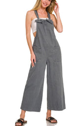 WASHED KNOT STRAP POCKETS JUMPSUIT (S-L)