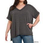 Corded Rib Short Sleeve Top (S-3X)
