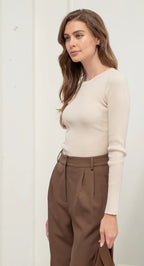 SOLID CREWNECK LONG SLEEVE SWEATER KNIT PULLOVER (S-L)