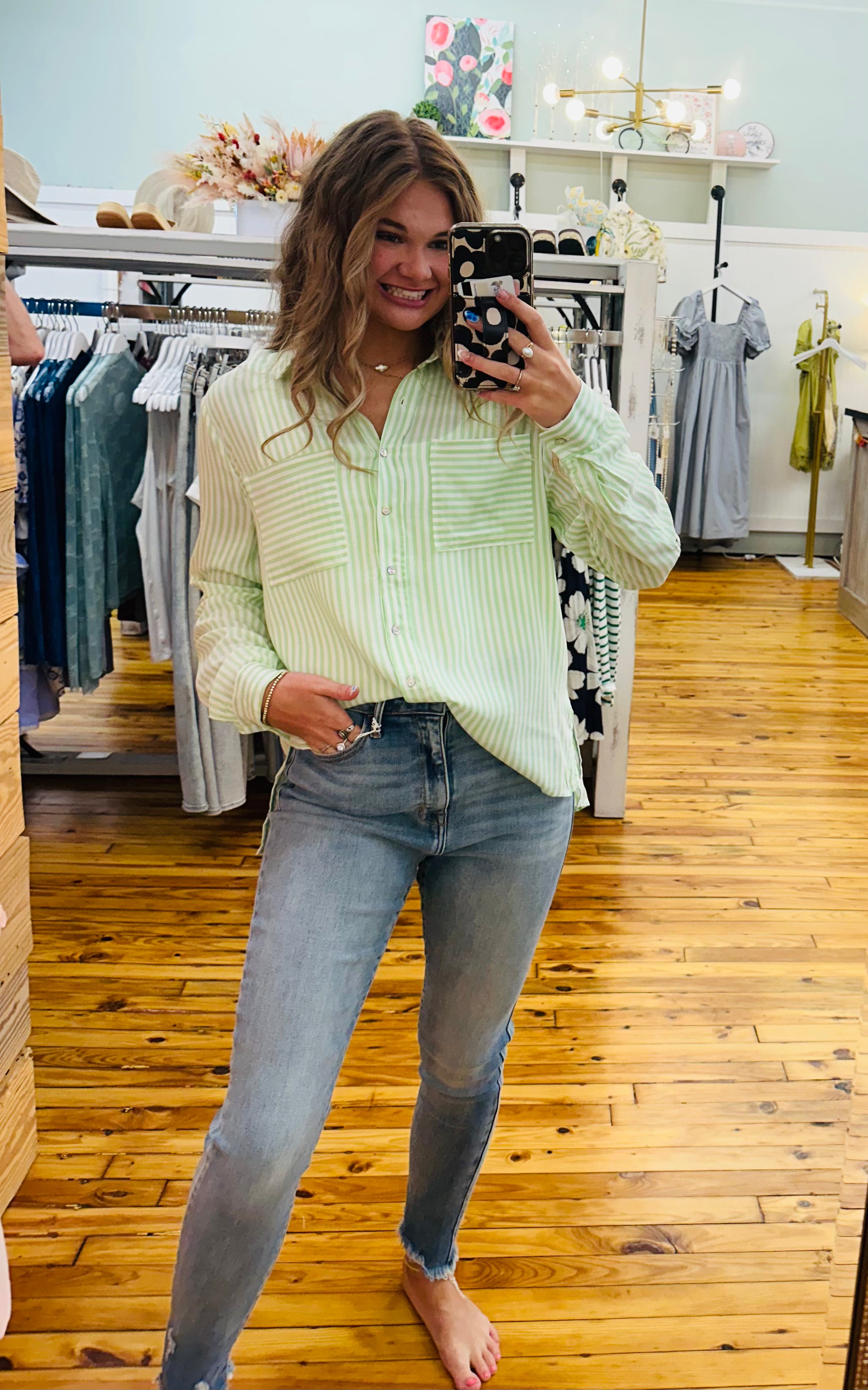 SALE! Relaxed Fit Vertical Striped Rayon Button Down Shirt (S-L)
