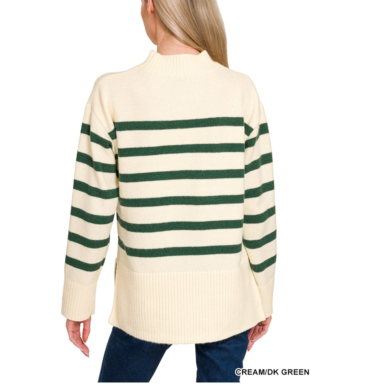 STRIPED MOCK NECK SWEATER (S-L)